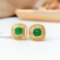 14k Gold 0.7 Ct Vivid Green Natural Emerald & Diamond Earrings