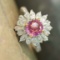 14k Gold 1.03 Ctw Natural Padparadscha Sapphire & Diamond Ring