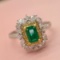 14k Gold 1.73 Ctw Vivid Green Natural Emerald & Diamond Ring
