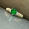 14k Gold 0.85 Ctw Vivid Green Natural Tsavorite & Diamond Ring