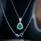 14k Gold 1.20 Ctw Vivid Green Natural Emerald & Diamond Necklace