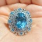 14k Gold 4.74 Ctw Natural Aquamarine & Diamond Ring