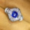 14k Gold 3.37 Ctw Natural Sapphire & Diamond Ring