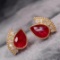 14k Gold 1.16 Ct Natural Ruby & Diamond Earrings