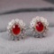 14k Gold 0.84 Ctw Natural Ruby & Diamond Earrings