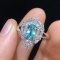 14k Gold 1.31 Ctw Natural Paraiba Tourmaline & Diamond Ring