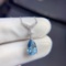 14k Gold 2 Ct Natural Aquamarine & Diamond Necklace