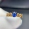 14k Gold 0.9 Ct Vivid Blue Natural Sapphire & Diamond Ring