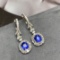 14k Gold 4.50 Ctw Vivid Blue Natural Sapphire & Diamond Earrings