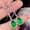 14k Gold 6.41 Ctw Vivid Green Natural Emerald & Diamond Earrings