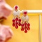 14k Gold 3.2 Ct Vivid Red Natural Ruby & Diamond Earrings