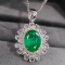 14k Gold 2.23 Ctw Vivid Green Natural Emerald & Diamond Pendant