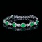 14k Gold 6.12 Ctw Vivid Green Natural Emerald & Diamond Bracelet