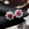 14k Gold 1.98 Ctw Natural Spinel & Diamond Earrings