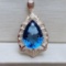 14k Gold 7.95 Ctw Natural Topaz & Diamond Pendant