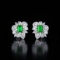 14k Gold 0.98 Ctw Vivid Green Natural Emerald & Diamond Earrings