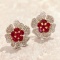 14k Gold 1.85 Ctw Natural Ruby & Diamond Earrings