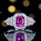 14k Gold 1.52 Ctw Natural Padparadscha Sapphire & Diamond Ring