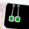 14k Gold 7.23 Ctw Vivid Green Natural Emerald & Diamond Earrings
