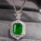 14k Gold 1.99 Ctw Vivid Green Natural Emerald & Diamond Pendant