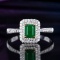14k Gold 0.98 Ctw Vivid Green Natural Emerald & Diamond Ring