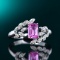 14k Gold 0.85 Ctw Natural Padparadscha Sapphire & Diamond Ring