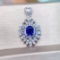 14k Gold 1.32 Ctw Vivid Blue Natural Sapphire & Diamond Pendant