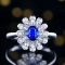 14k Gold 1.08 Ctw Natural Sapphire & Diamond Ring