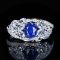 14k Gold 1.10 Ctw Natural Sapphire & Diamond Ring