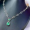 14k Gold 4.36 Ctw Vivid Green Natural Emerald & Diamond Necklace