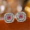 14k Gold 0.70 Ctw Natural Pink Diamond & Diamond Earrings