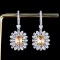 14k Gold 4.00 Ctw Natural Sapphire & Diamond Earrings