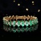 14k Gold 11.70 Ct Vivid Green Natural Emerald & Sapphire Bracelet