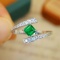 14k Gold 0.39 Ctw Vivid Green Natural Emerald & Diamond Ring