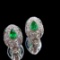 14k Gold 1.22 Ctw Vivid Green Natural Emerald & Diamond Earrings