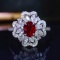 14k Gold 1.50 Ctw Vivid Red Natural Ruby & Diamond Ring