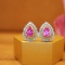 14k Gold 2.28 Ctw Natural Padparadscha Sapphire & Diamond Earrings