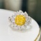 Gia Certified 14k Gold 2.47 Ctw Natural Yellow Diamond & Diamond Ring