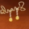 14k Gold 0.46 Ctw Natural Yellow Diamond & Diamond Earrings
