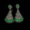 14k Gold 2.46 Ctw Vivid Green Natural Emerald & Diamond Earrings