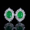 14k Gold 3.63 Ctw Vivid Green Natural Emerald & Diamond Earrings