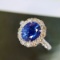 14k Gold 3.19 Ctw Vivid Blue Natural Sapphire & Diamond Ring/pendant