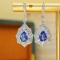 14k Gold 2.69 Ctw Natural Sapphire & Diamond Earrings