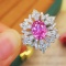 14k Gold 2.81 Ctw Natural Padparadscha Sapphire & Diamond Ring