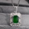 14k Gold 1.21 Ctw Vivid Green Natural Emerald & Diamond Pendant