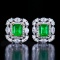 14k Gold 1.48 Ctw Vivid Green Natural Emerald & Diamond Earrings