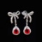 14k Gold 1.60 Ctw Natural Ruby & Diamond Earrings