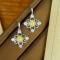 14k Gold 0.87 Ctw Natural Yellow Diamond & Diamond Earrings