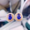 14k Gold 3.5 Ct Vivid Blue Heated Sapphire & Diamond Earrings