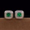 14k Gold 0.81 Ctw Intense Green Natural Emerald & Diamond Earrings